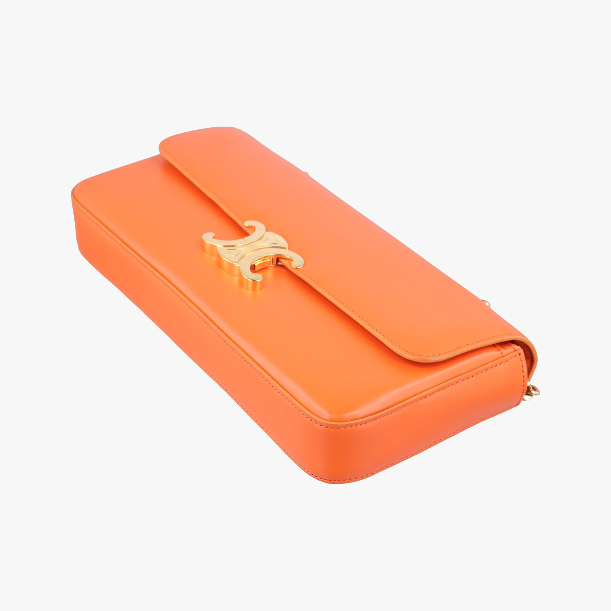 Secondhand Celine Chain Claude Triomphe Orange Leather  shoulderbag | stylenewstar