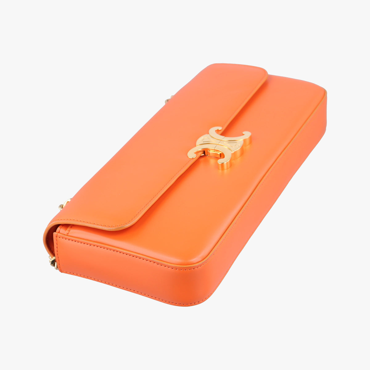 Secondhand Celine Chain Claude Triomphe Orange Leather  shoulderbag | stylenewstar
