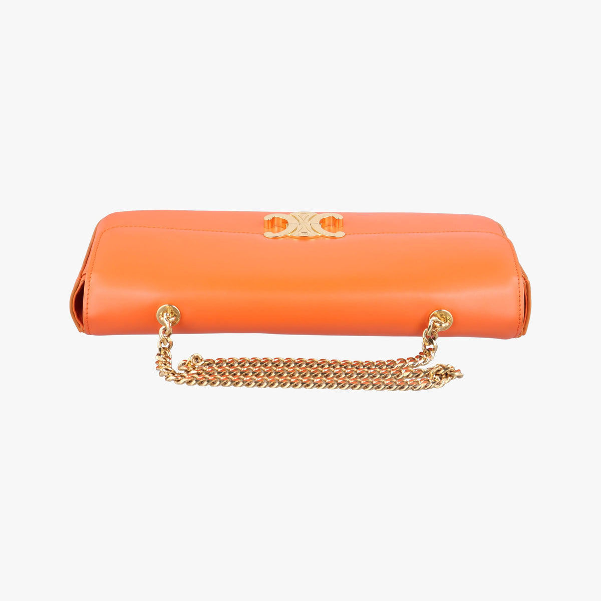 Secondhand Celine Chain Claude Triomphe Orange Leather  shoulderbag | stylenewstar