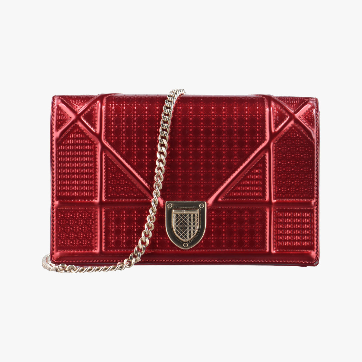 Pre-owned Christian Dior DIORAMA Red Enamel  shoulderbag | stylenewstar