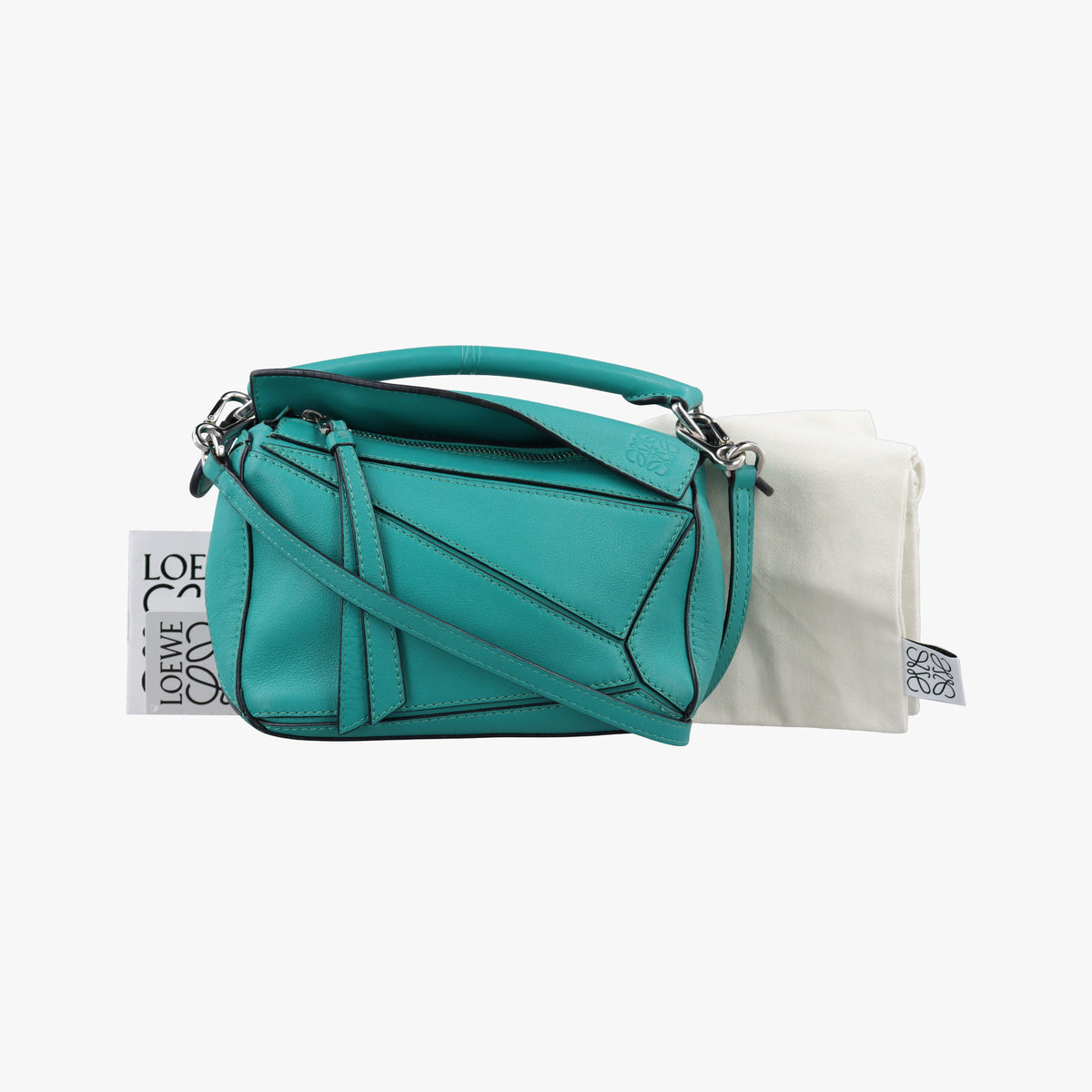 Pre-owned Loewe Puzzle Green Leather  shoulderbag | stylenewstar