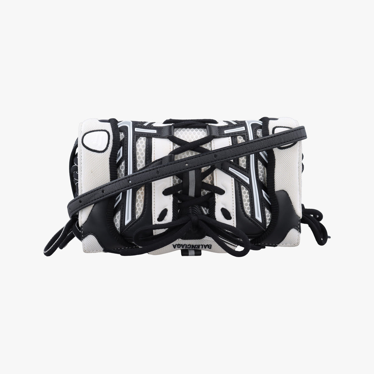 Pre-owned Balenciaga Sneakerhead Black×white fabric  shoulderbag | stylenewstar
