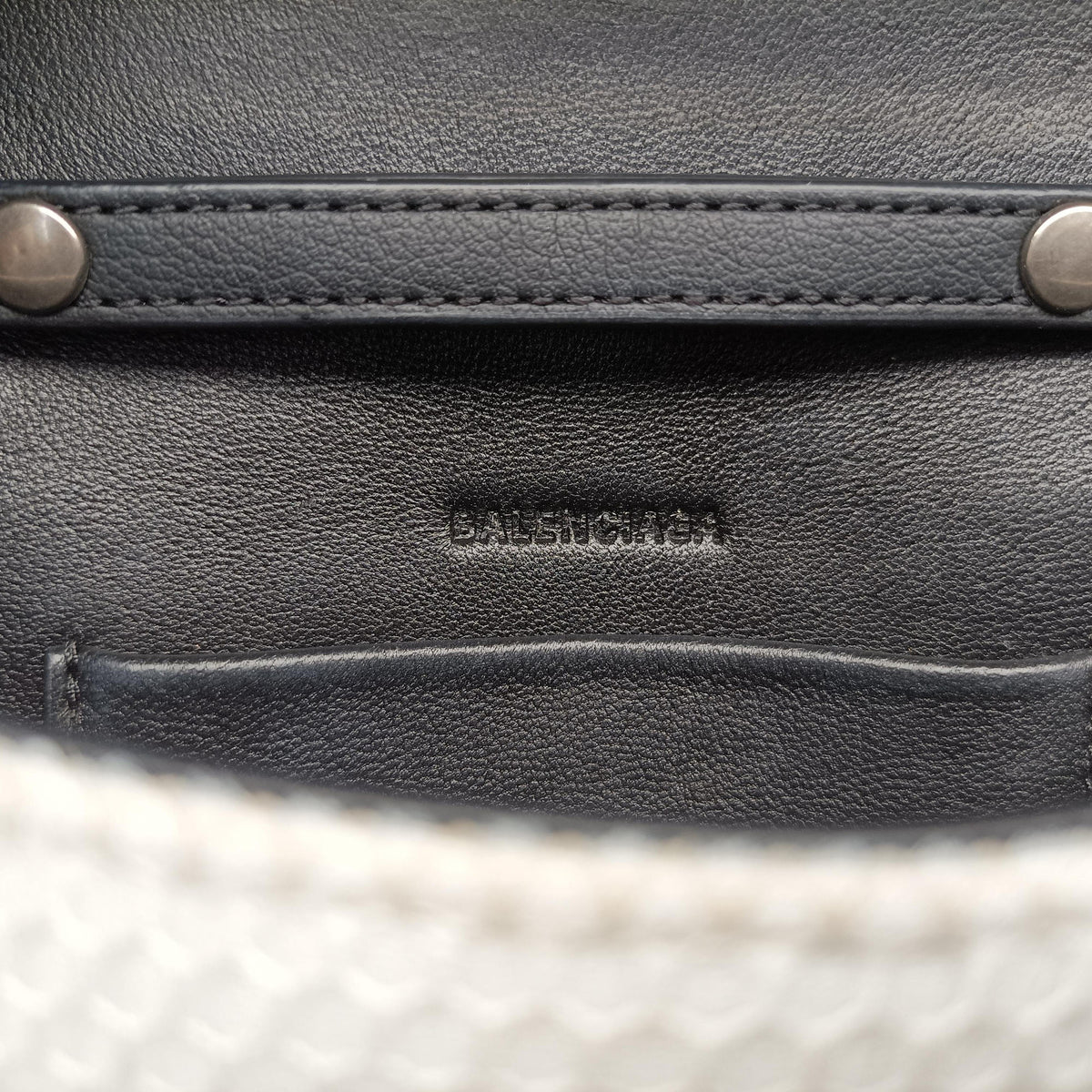 Pre-owned Balenciaga Sneakerhead Black×white fabric  shoulderbag | stylenewstar