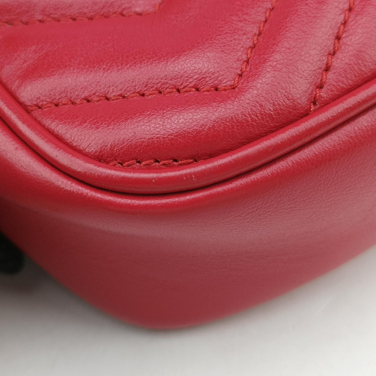 Pre-owned Gucci GG Marmont Red Leather 448065 shoulderbag | stylenewstar