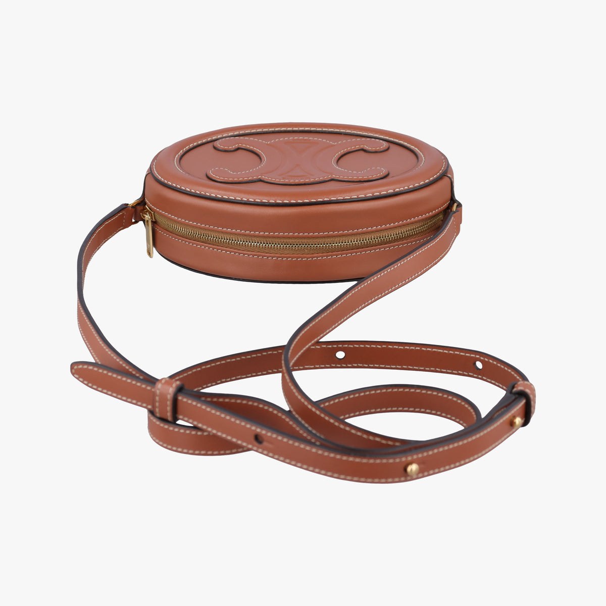 Pre-owned Celine Oval Purse Cuir Triomphe Brown Leather  shoulderbag | stylenewstar