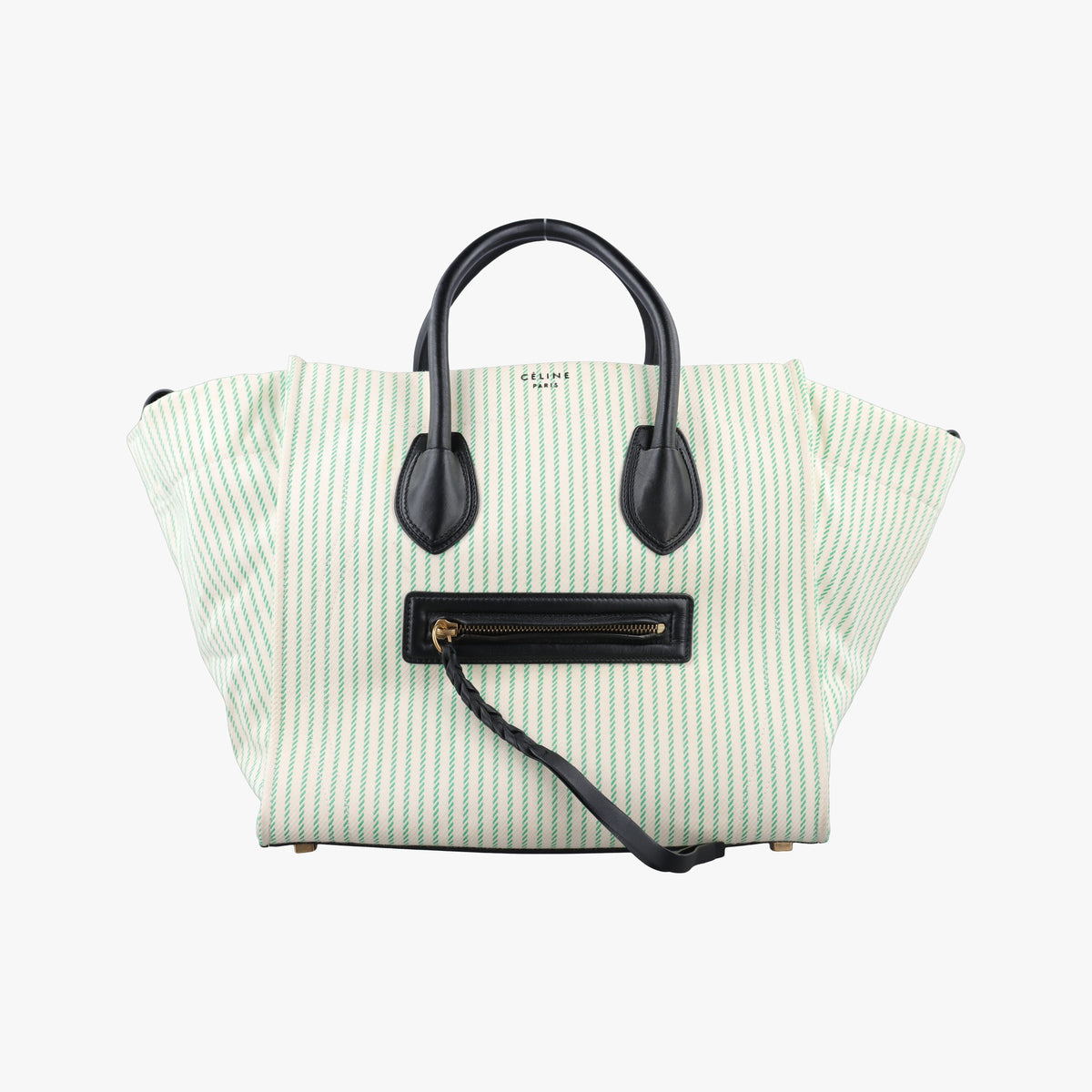 Pre-owned Celine Luggage Square Phantom ivory×Black Canvas×leather  handbag | stylenewstar