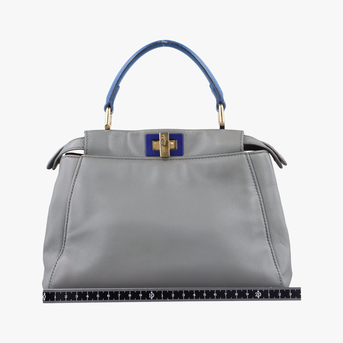 Pre-owned Fendi PEEKABOO Blue×Gray Leather 8BN244 shoulderbag | stylenewstar