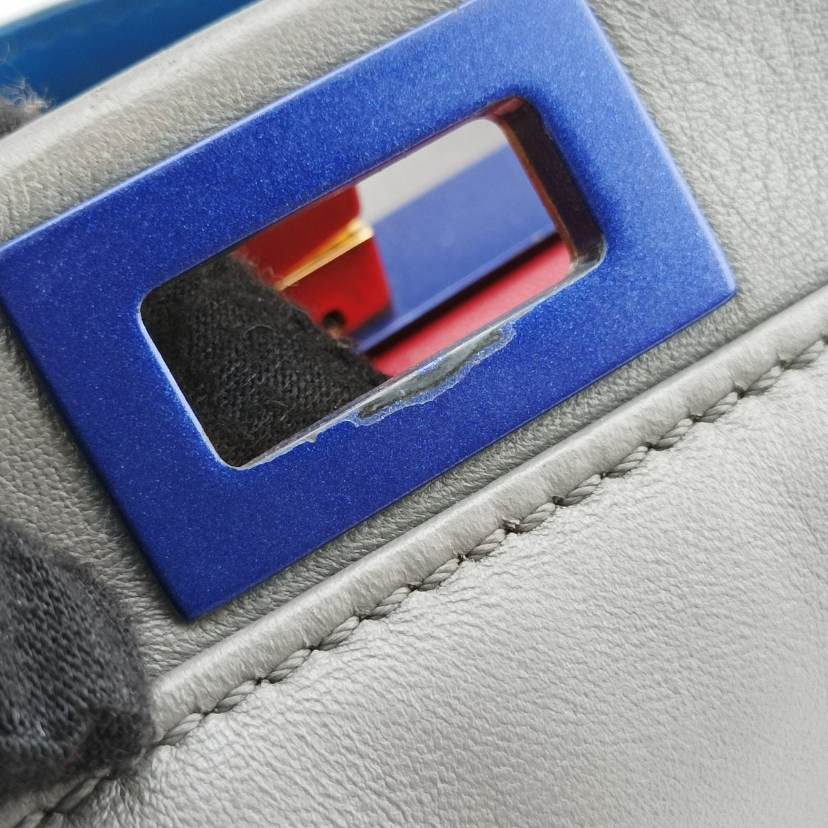 Pre-owned Fendi PEEKABOO Blue×Gray Leather 8BN244 shoulderbag | stylenewstar