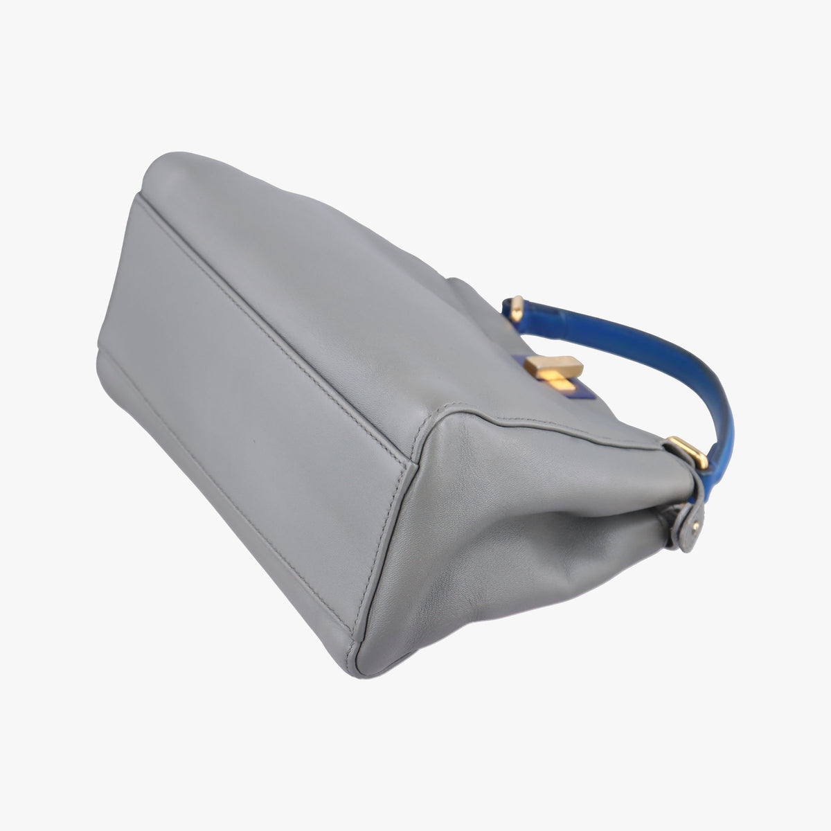 Pre-owned Fendi PEEKABOO Blue×Gray Leather 8BN244 shoulderbag | stylenewstar