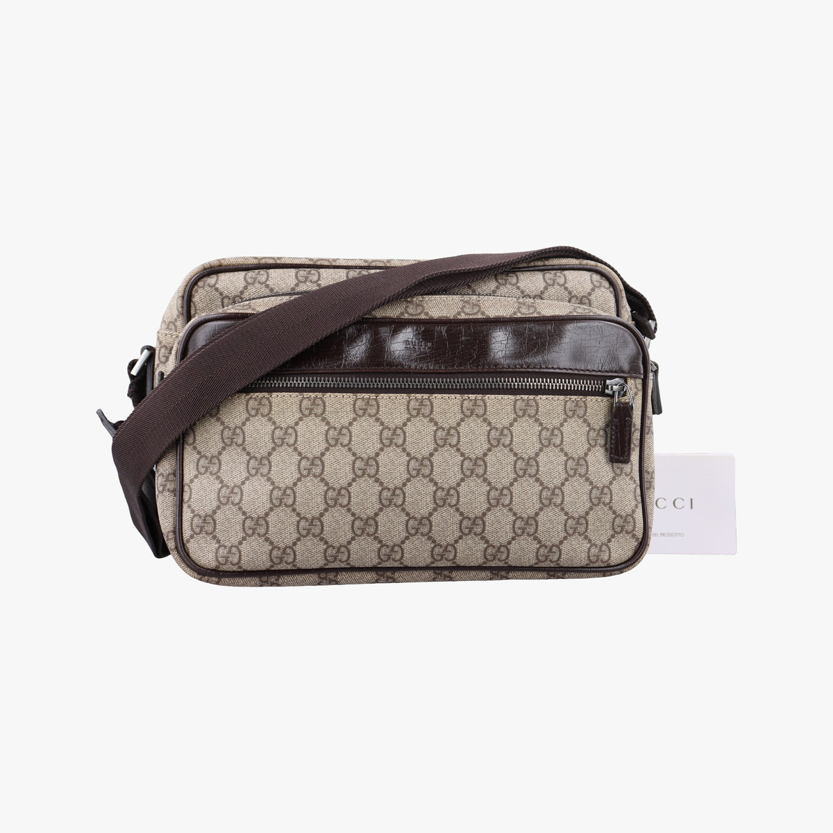 Pre-owned Gucci GG Plus GG Supreme Beige × Brown PVC coated canvas×Leather 114531 shoulderbag | stylenewstar