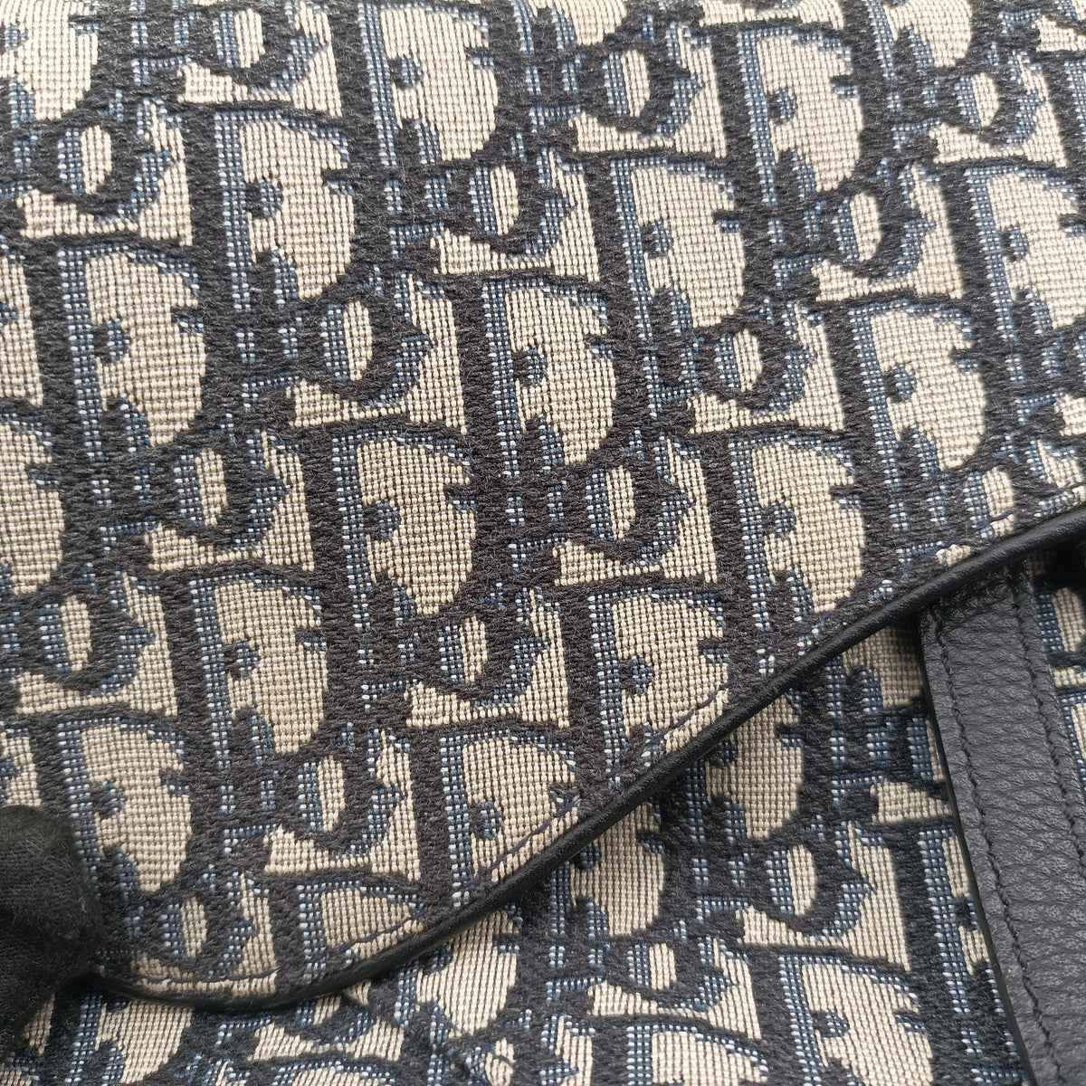 Secondhand Christian Dior saddle Navy Jacquard×Leather  crossbodybag | stylenewstar