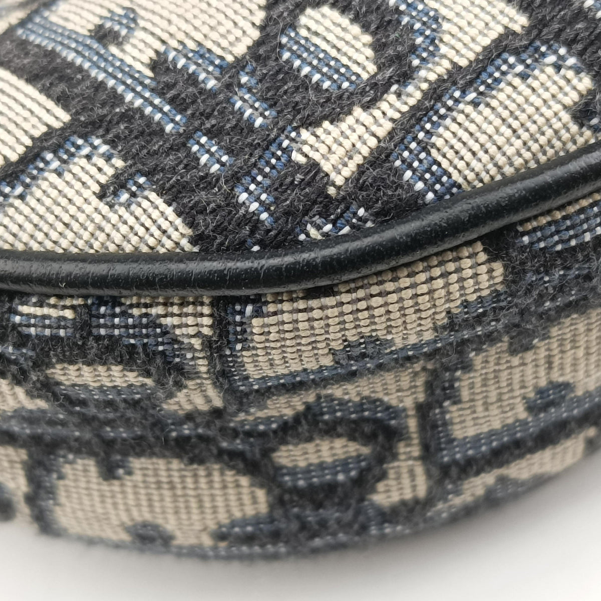 Secondhand Christian Dior saddle Navy Jacquard×Leather  crossbodybag | stylenewstar
