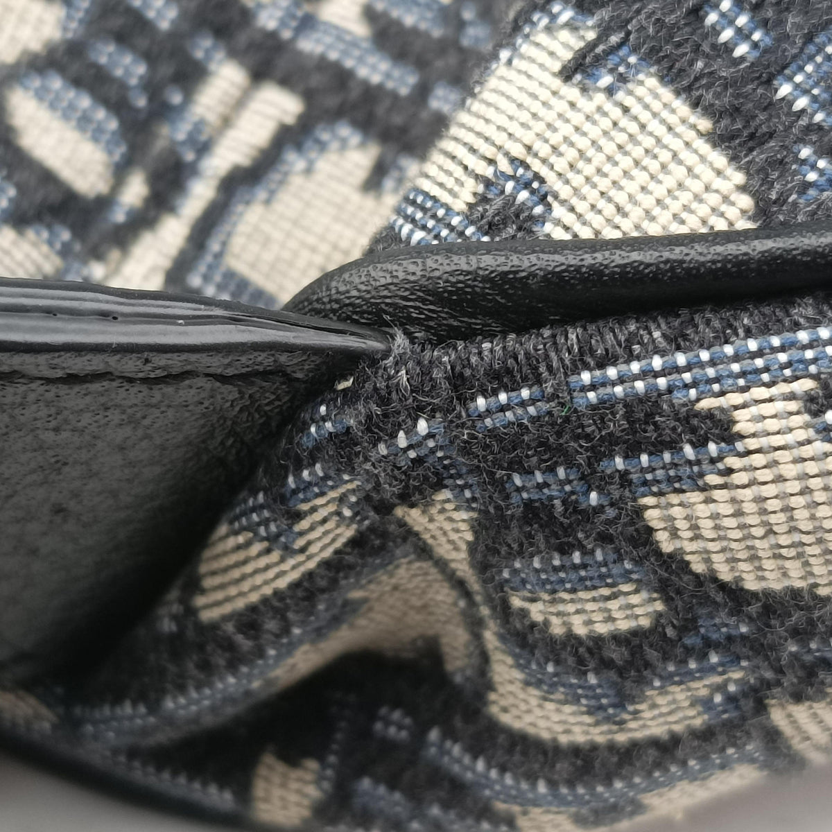 Secondhand Christian Dior saddle Navy Jacquard×Leather  crossbodybag | stylenewstar