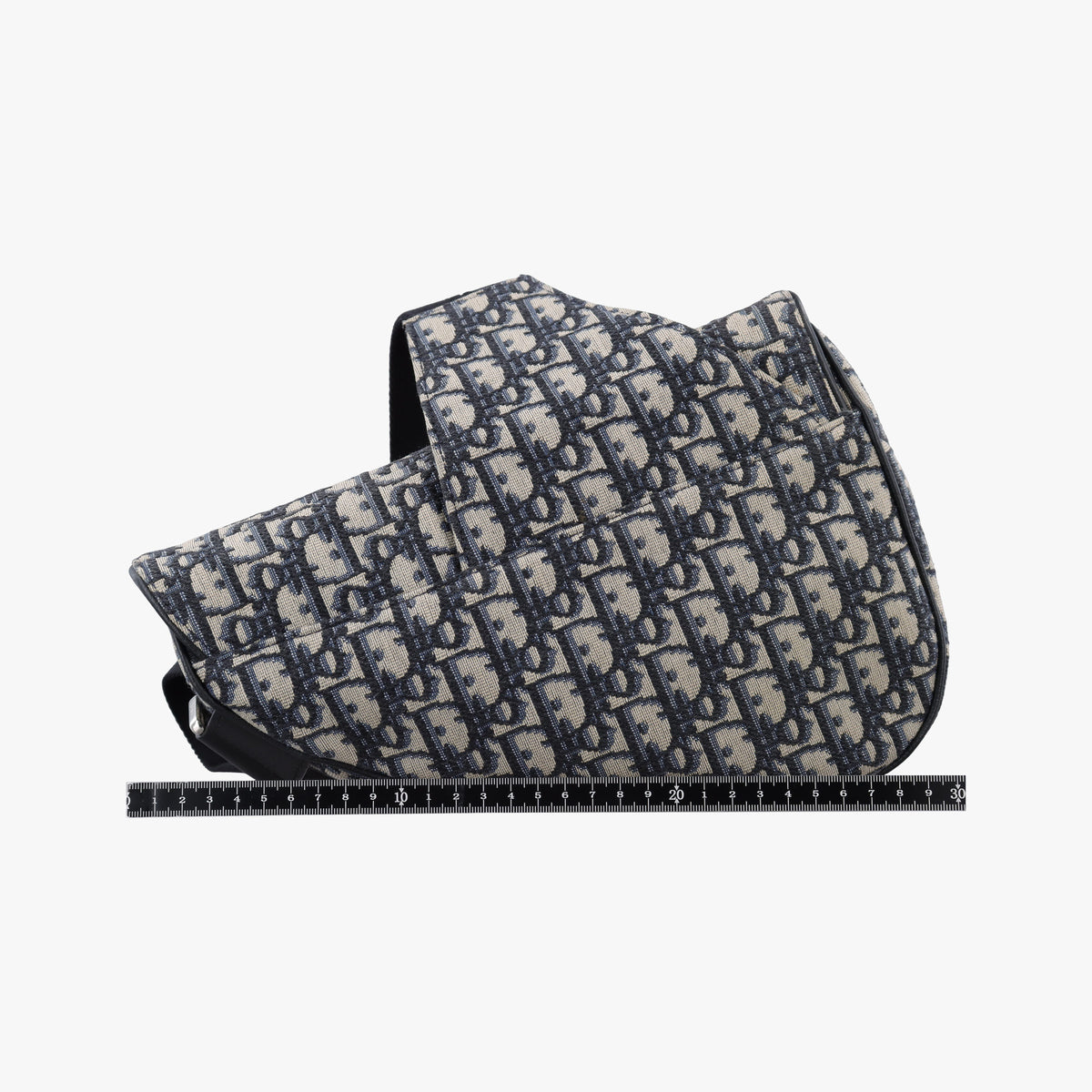 Secondhand Christian Dior saddle Navy Jacquard×Leather  crossbodybag | stylenewstar