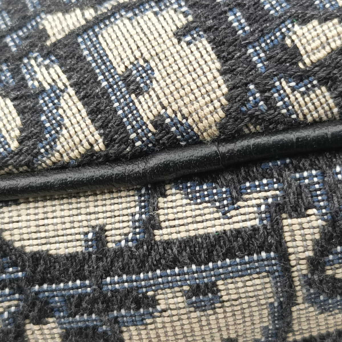 Secondhand Christian Dior saddle Navy Jacquard×Leather  crossbodybag | stylenewstar