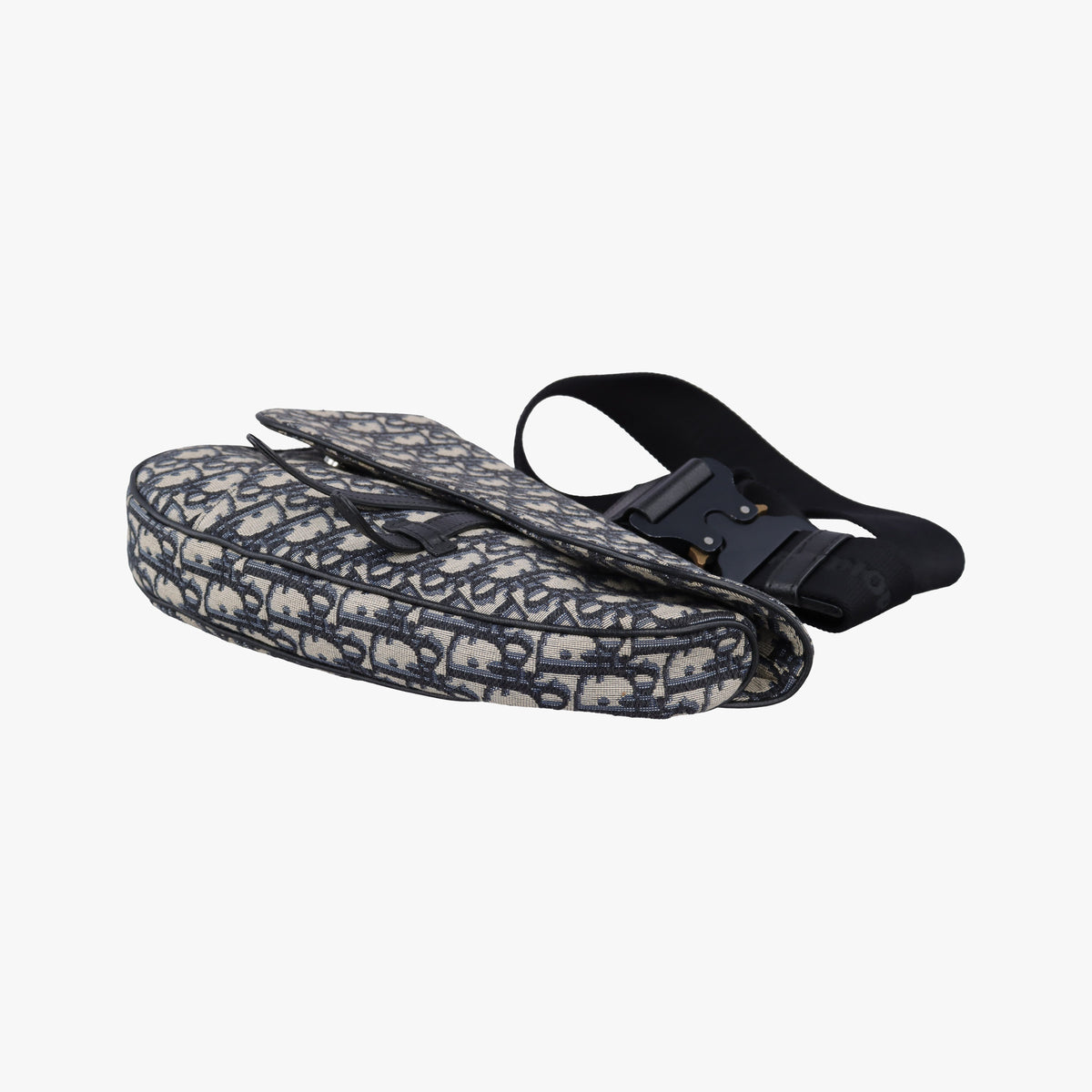 Secondhand Christian Dior saddle Navy Jacquard×Leather  crossbodybag | stylenewstar
