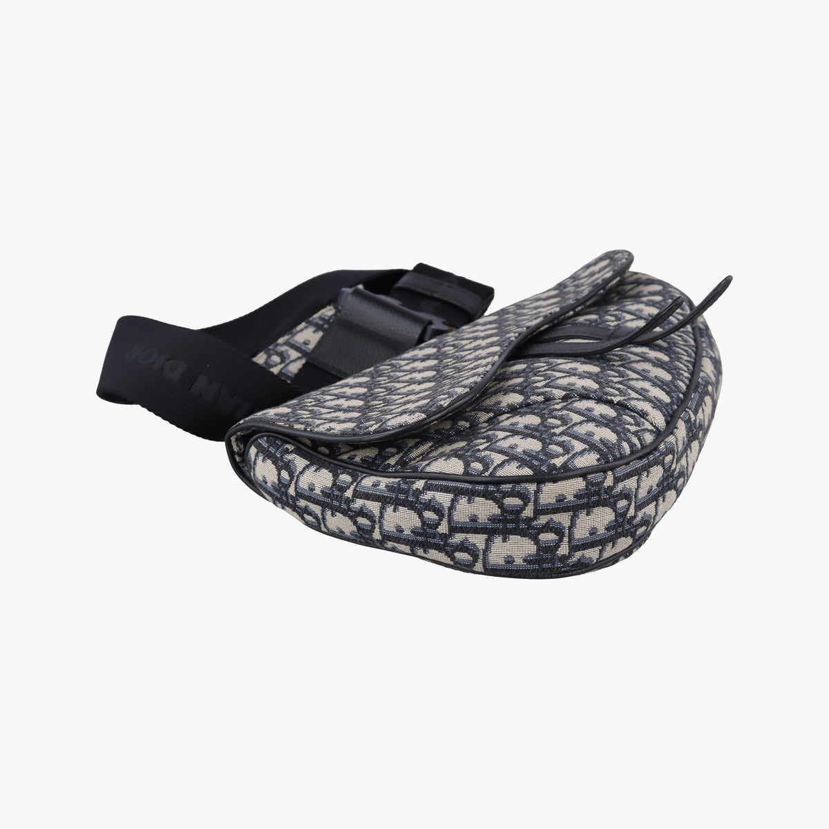 Secondhand Christian Dior saddle Navy Jacquard×Leather  crossbodybag | stylenewstar