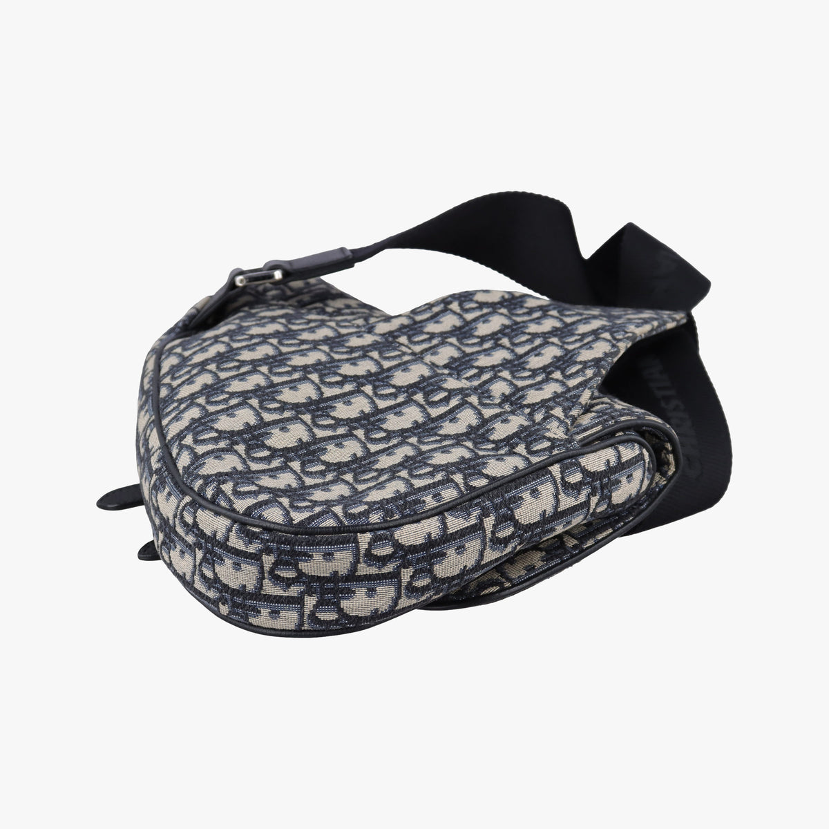 Secondhand Christian Dior saddle Navy Jacquard×Leather  crossbodybag | stylenewstar