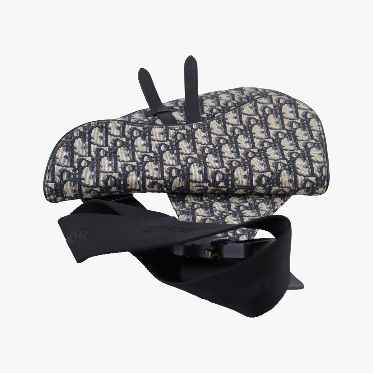 Secondhand Christian Dior saddle Navy Jacquard×Leather  crossbodybag | stylenewstar