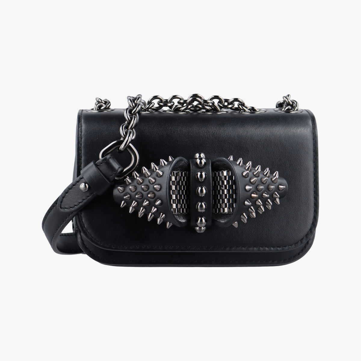 Vintage Christian Louboutin Night Tudor Spikes Small Sweet Charity Black Leather  shoulderbag | stylenewstar