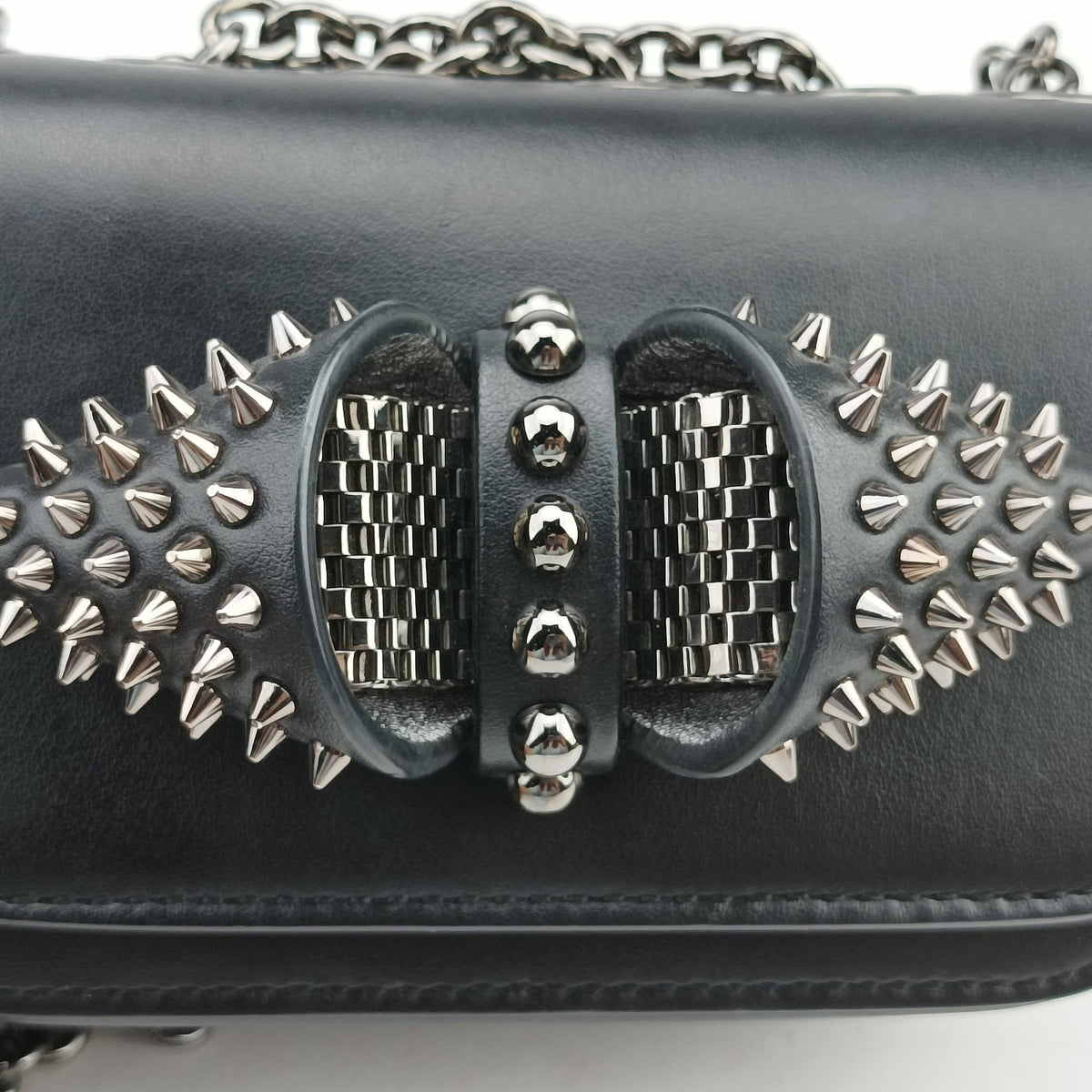 Vintage Christian Louboutin Night Tudor Spikes Small Sweet Charity Black Leather  shoulderbag | stylenewstar