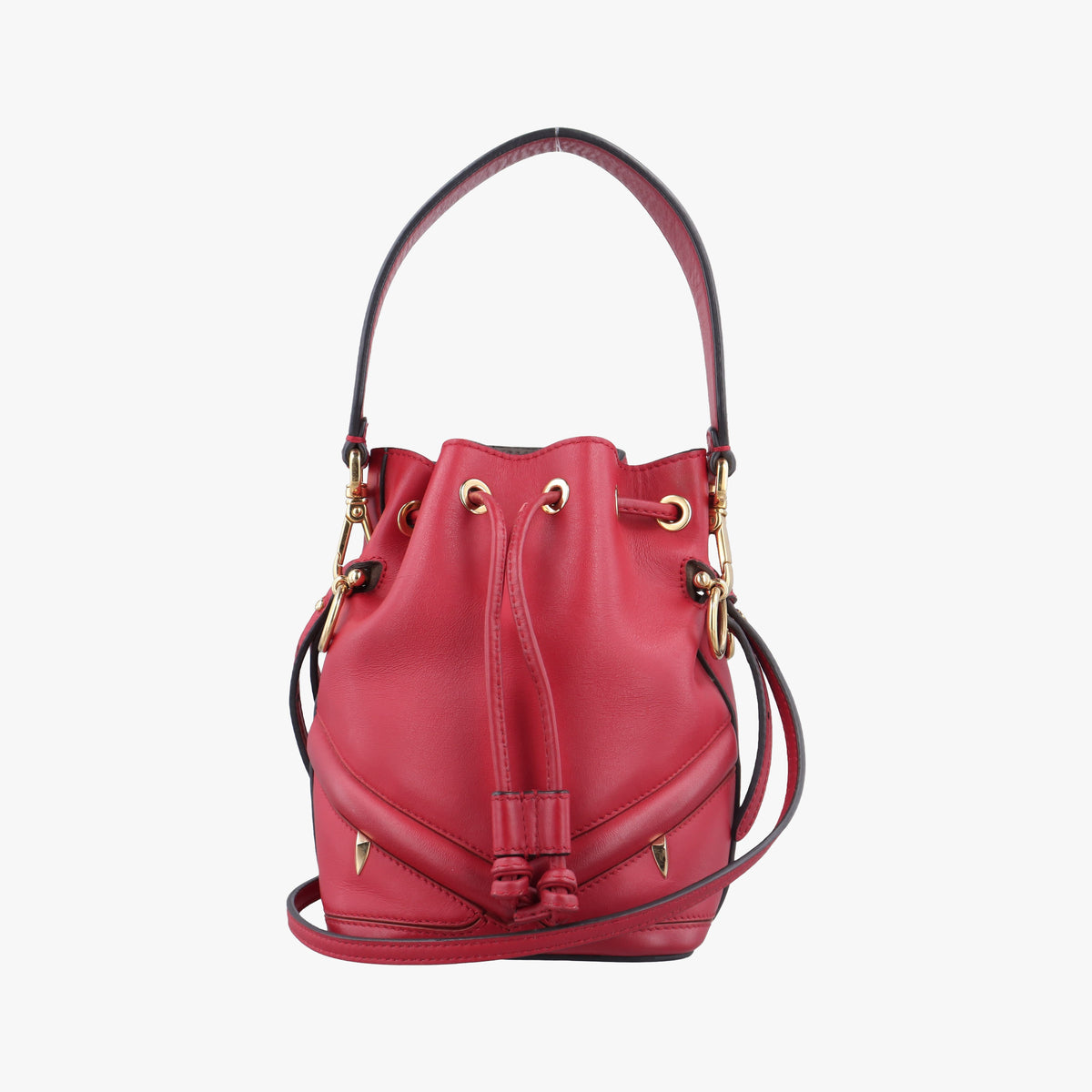 Pre-owned Fendi Mon Tresor Mini Bucket Red Leather 8BS010 shoulderbag | stylenewstar