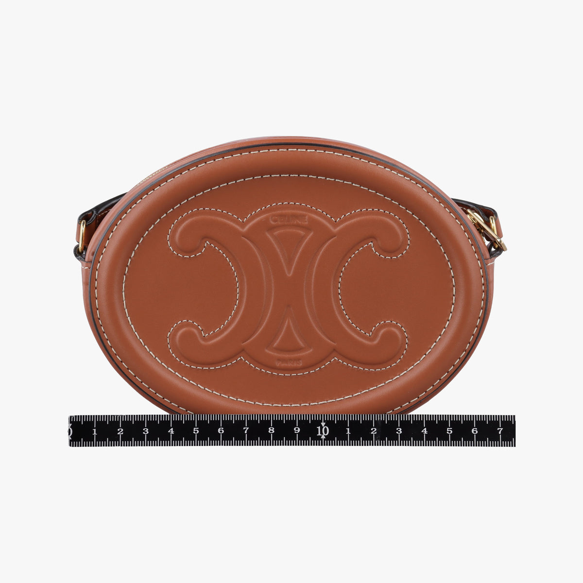 Secondhand Celine Oval Purse Cuir Triomphe Brown Leather  shoulderbag | stylenewstar