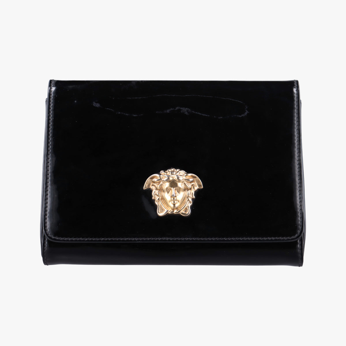 Secondhand VERSACE La Medusa Black Enamel  clutchbag | stylenewstar