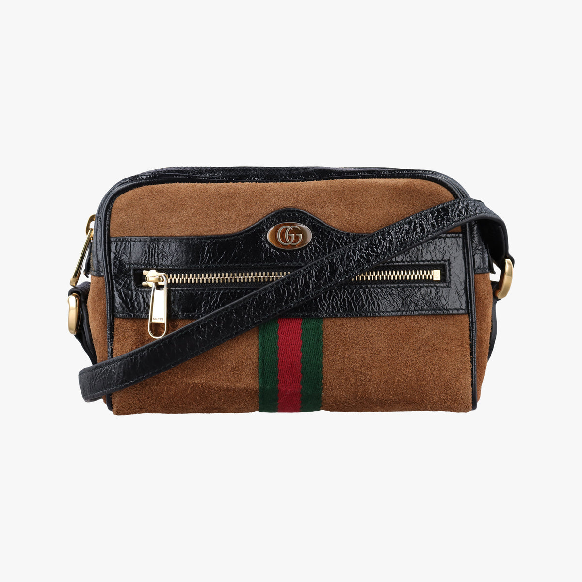 Pre-owned Gucci Ophidia Brown×black Suede×leather 573321 shoulderbag | stylenewstar