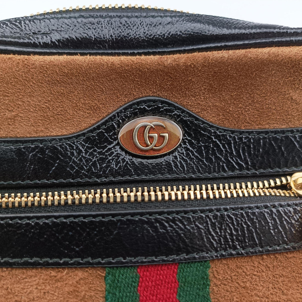 Pre-owned Gucci Ophidia Brown×black Suede×leather 573321 shoulderbag | stylenewstar