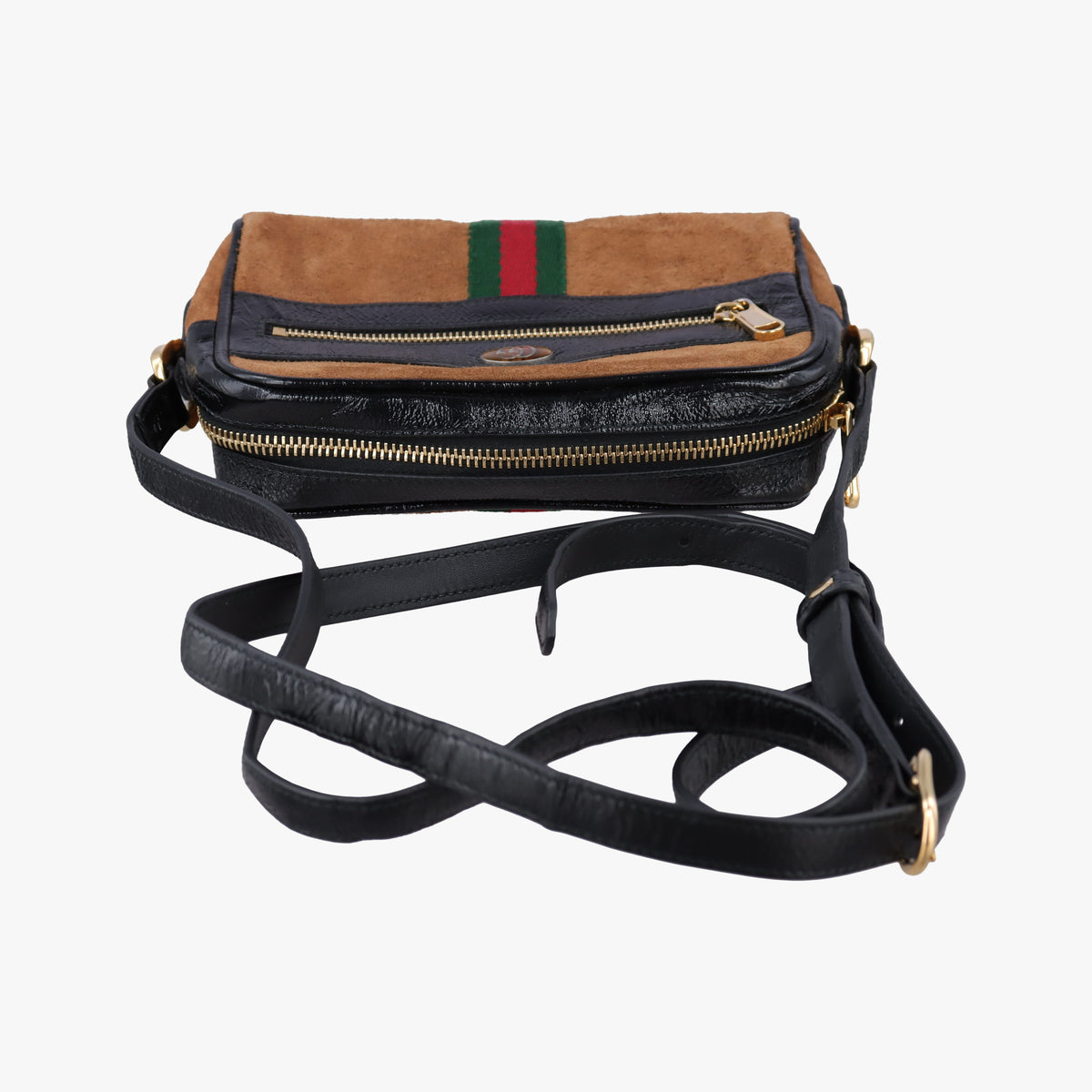 Pre-owned Gucci Ophidia Brown×black Suede×leather 573321 shoulderbag | stylenewstar