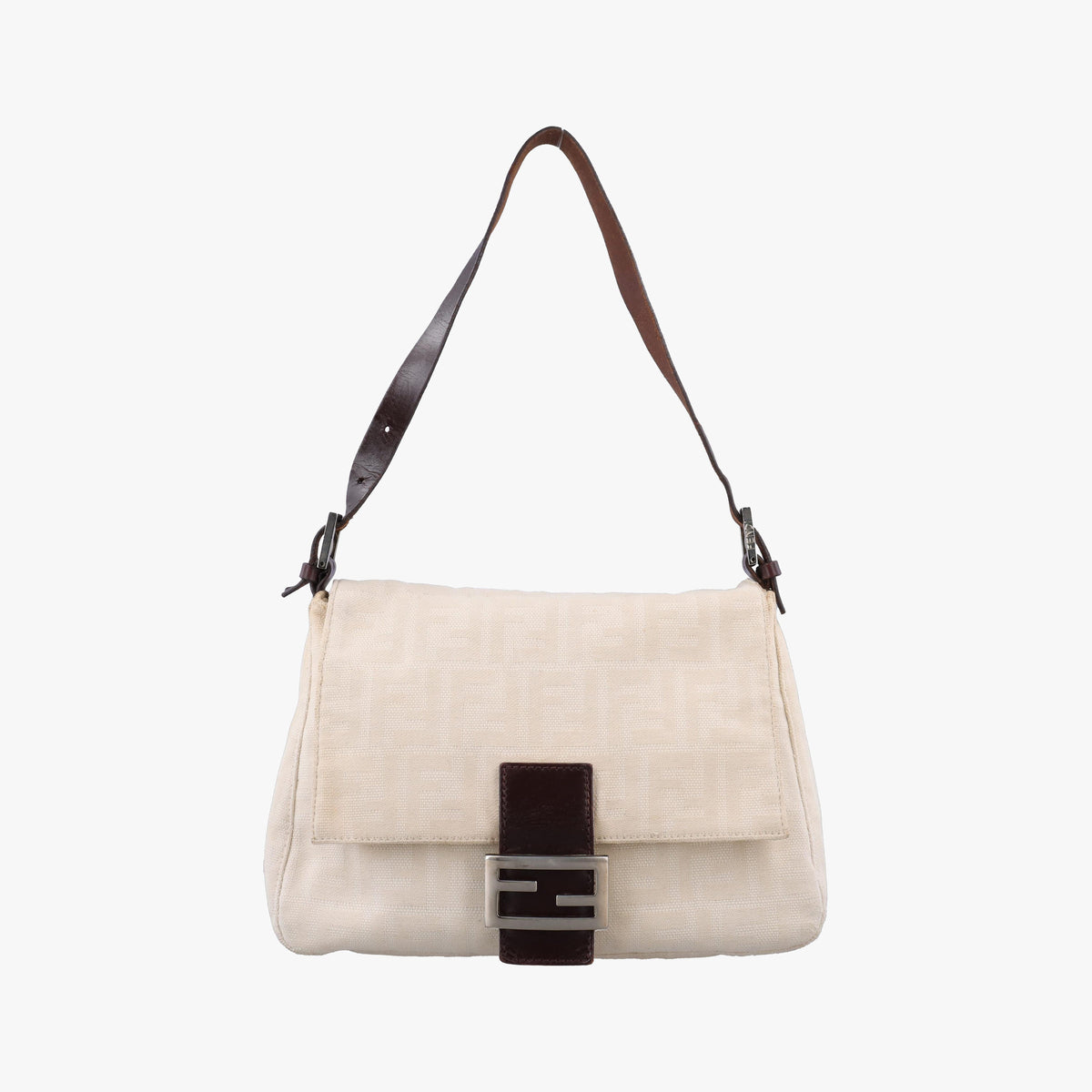 Pre-owned Fendi Mamma Bucket Beige canvas 26325 shoulderbag | stylenewstar