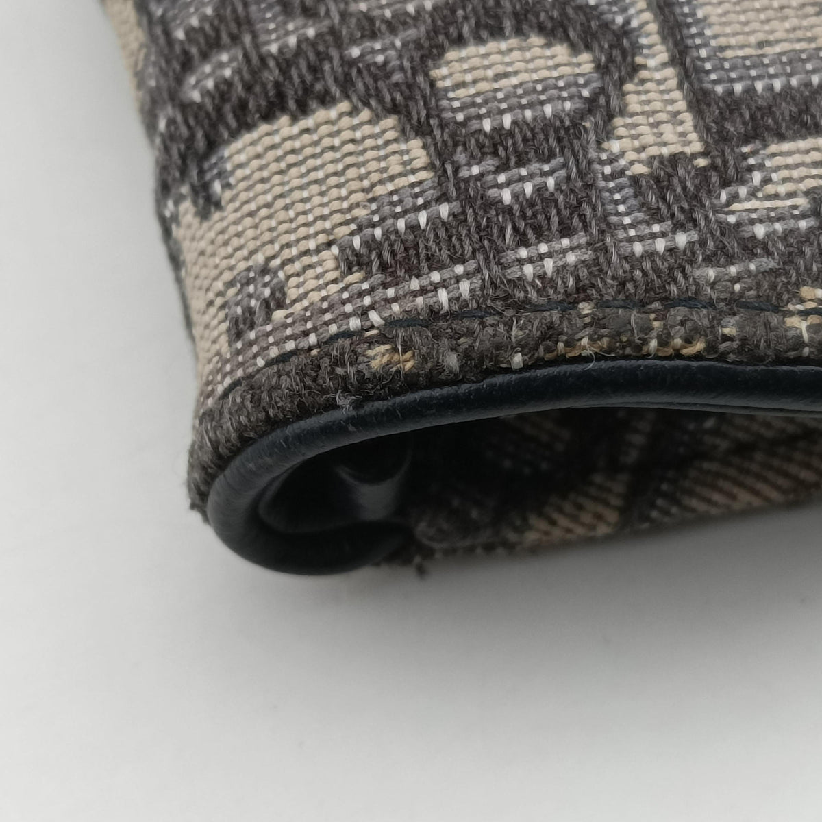Pre-owned Christian Dior Saddle Navy×Gray jacquard×Leather  shoulderbag | stylenewstar