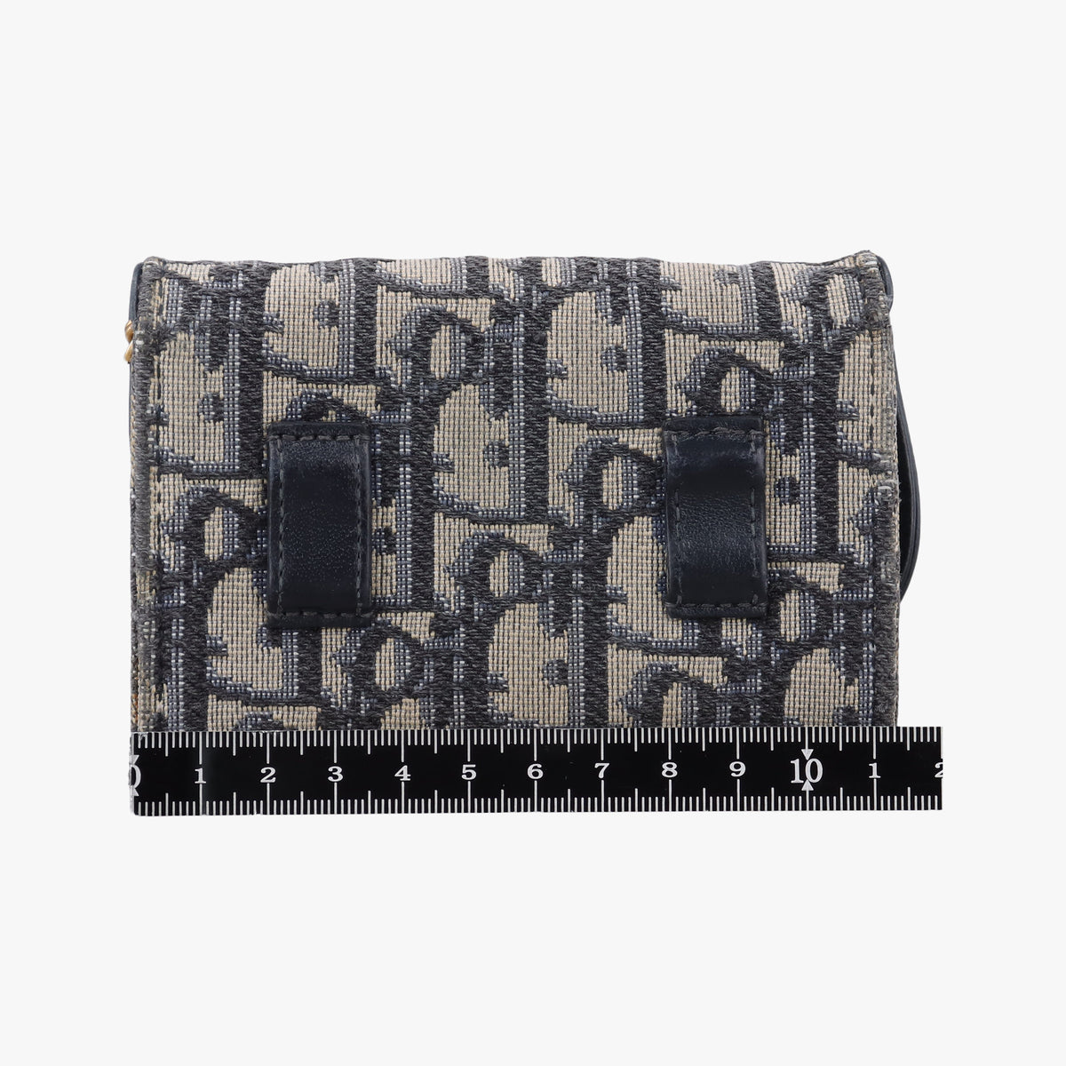 Pre-owned Christian Dior Saddle Navy×Gray jacquard×Leather  shoulderbag | stylenewstar