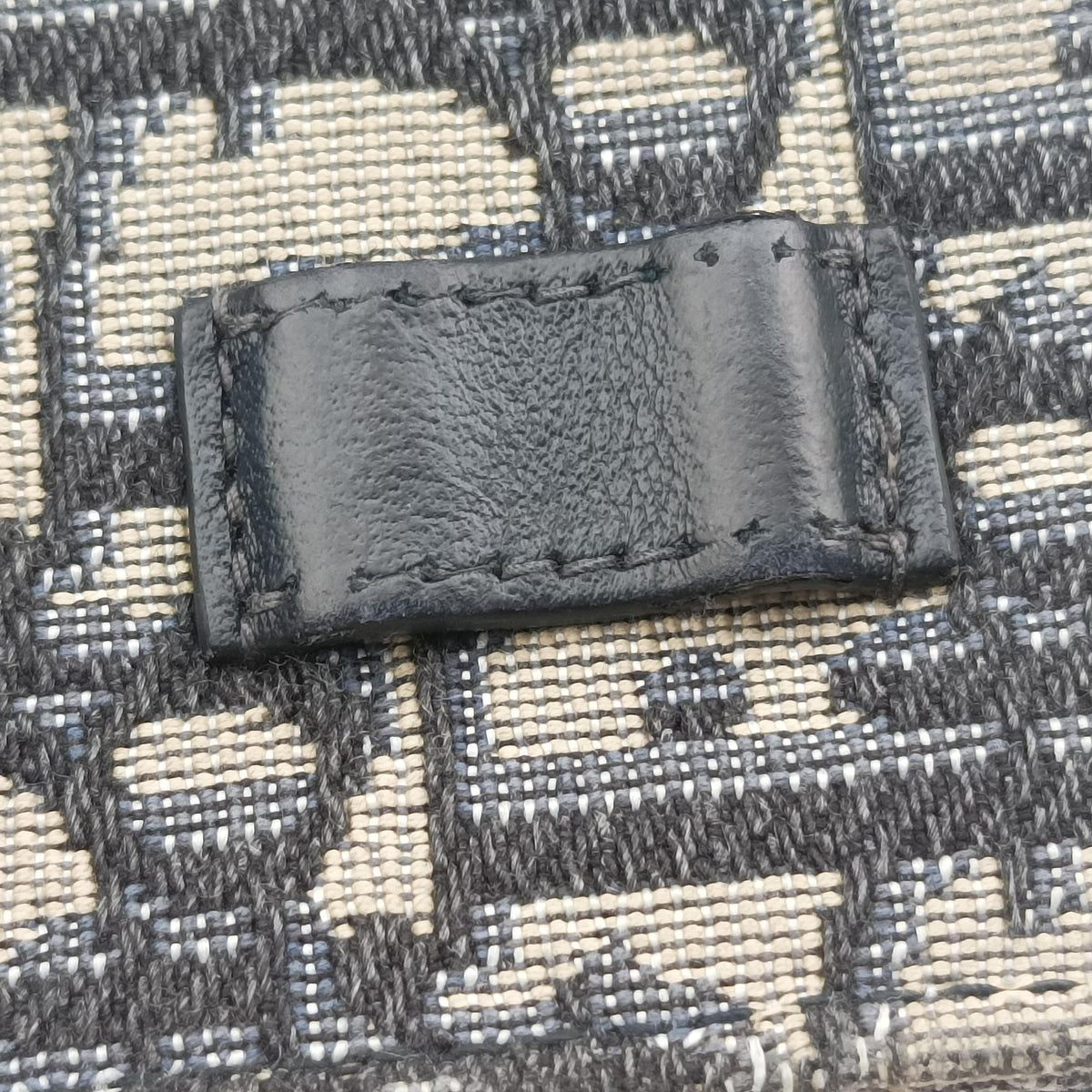 Pre-owned Christian Dior Saddle Navy×Gray jacquard×Leather  shoulderbag | stylenewstar
