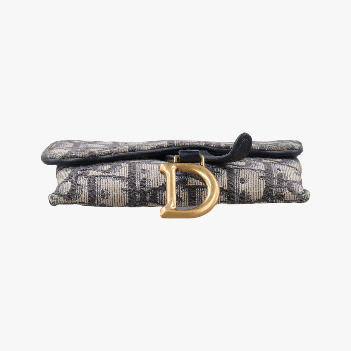 Pre-owned Christian Dior Saddle Navy×Gray jacquard×Leather  shoulderbag | stylenewstar