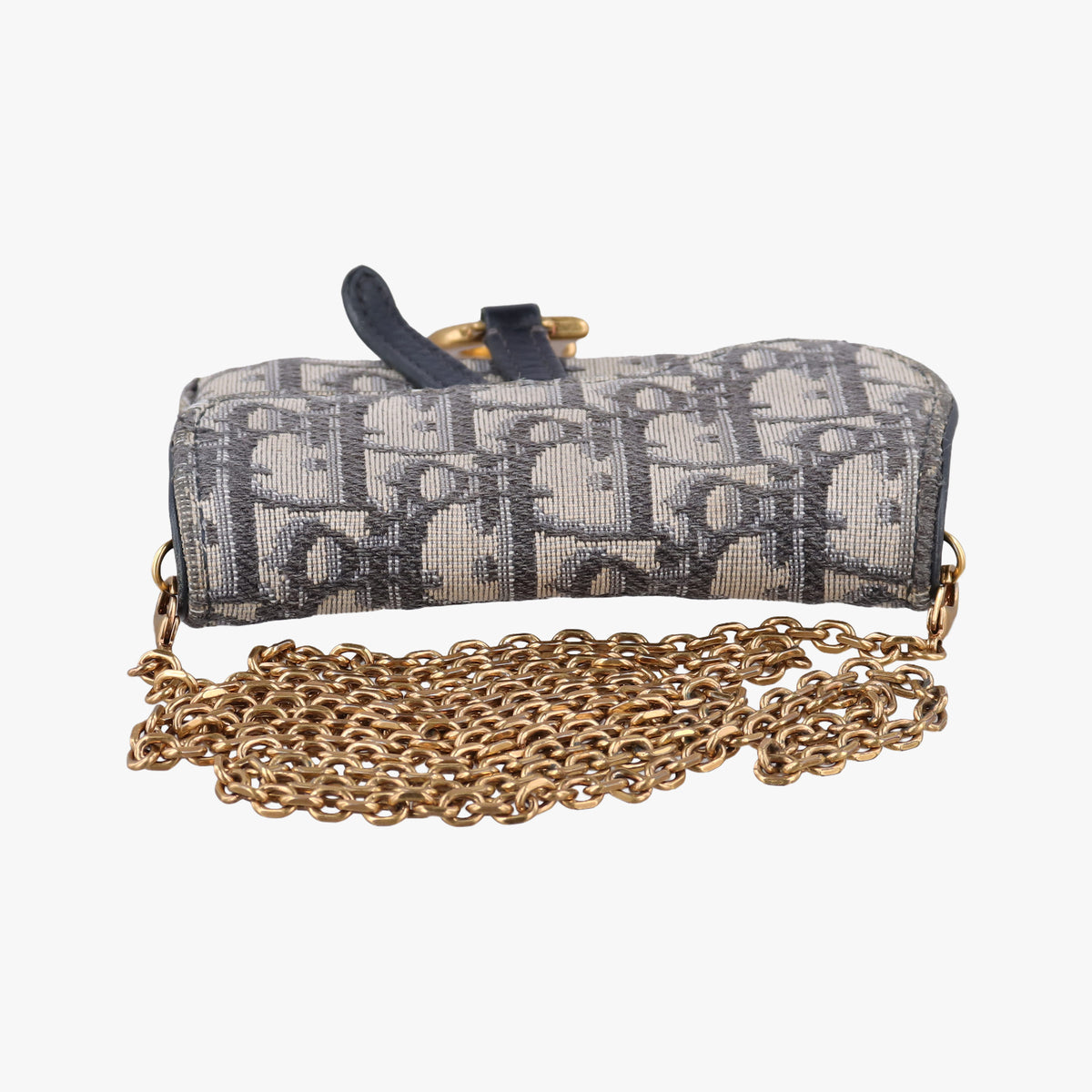 Pre-owned Christian Dior Saddle Navy×Gray jacquard×Leather  shoulderbag | stylenewstar