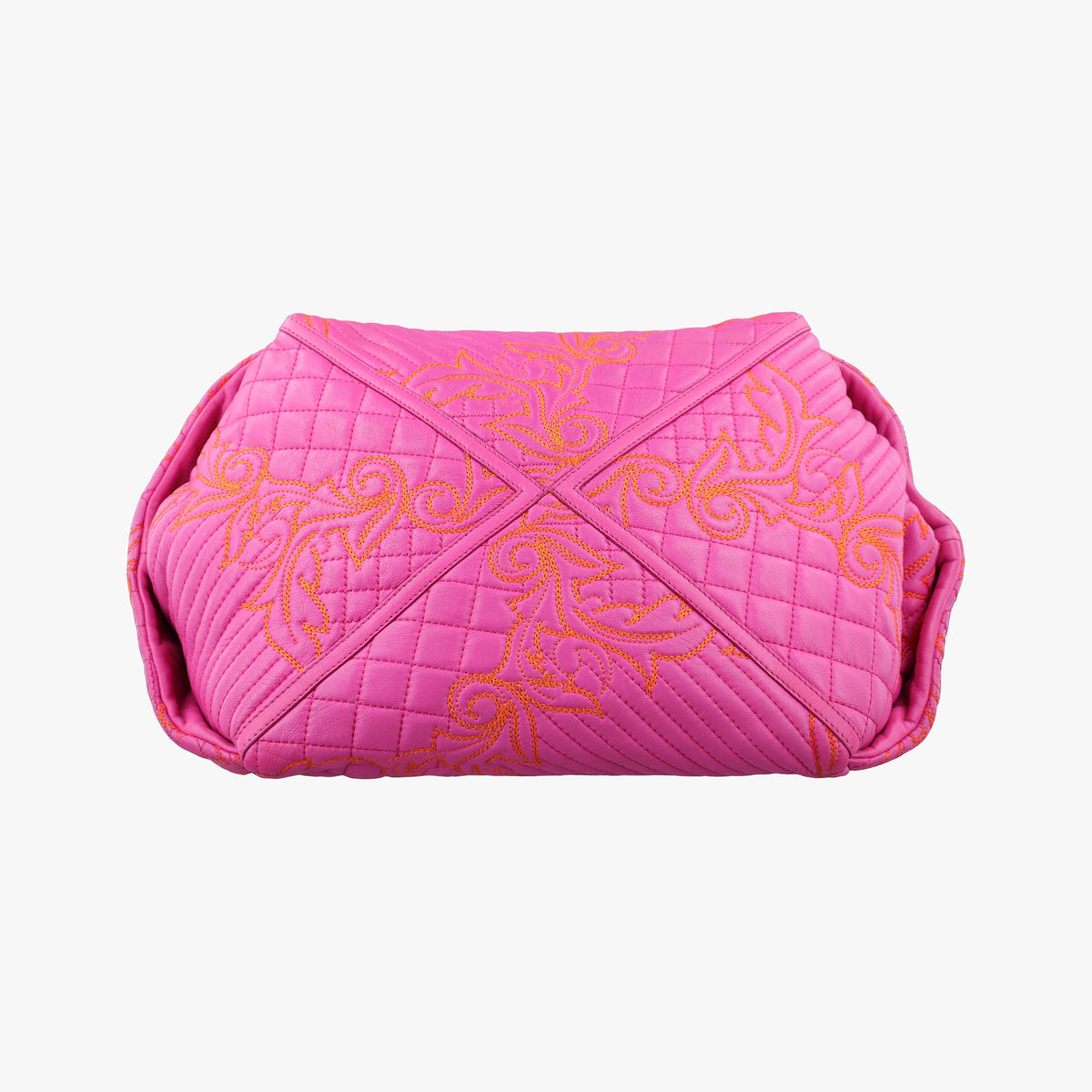 Pre-owned VERSACE Barocco Quilted Vanitas Pink Leather  shoulderbag | stylenewstar
