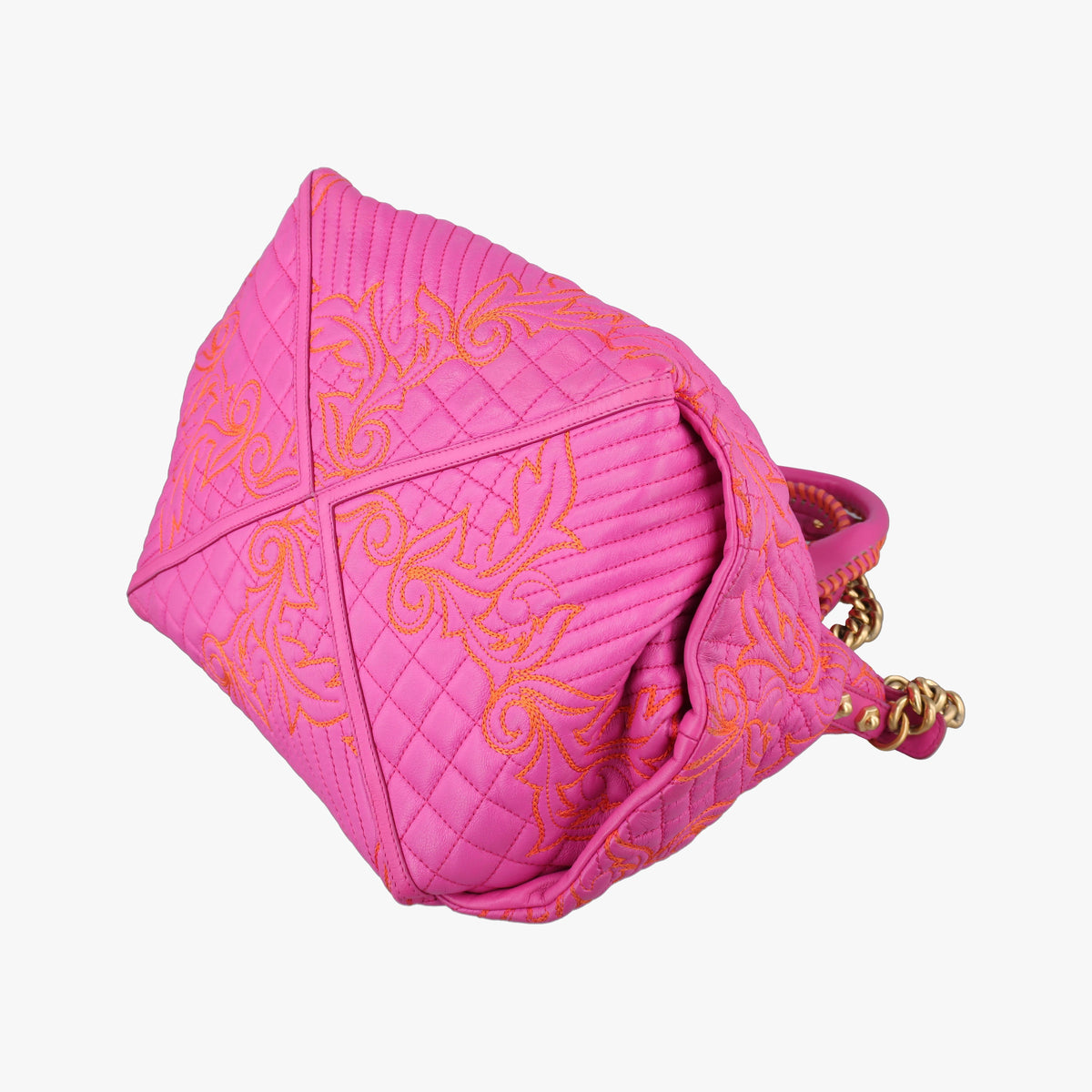 Pre-owned VERSACE Barocco Quilted Vanitas Pink Leather  shoulderbag | stylenewstar