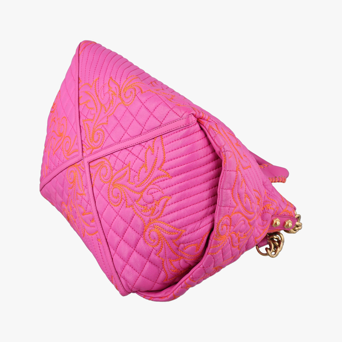Pre-owned VERSACE Barocco Quilted Vanitas Pink Leather  shoulderbag | stylenewstar