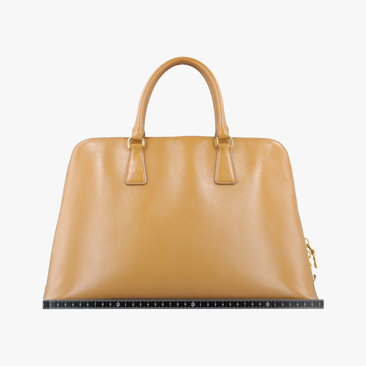 Pre-owned Prada Promenade Beige Patent SAFFIANO Leather BN2558 handbag | stylenewstar