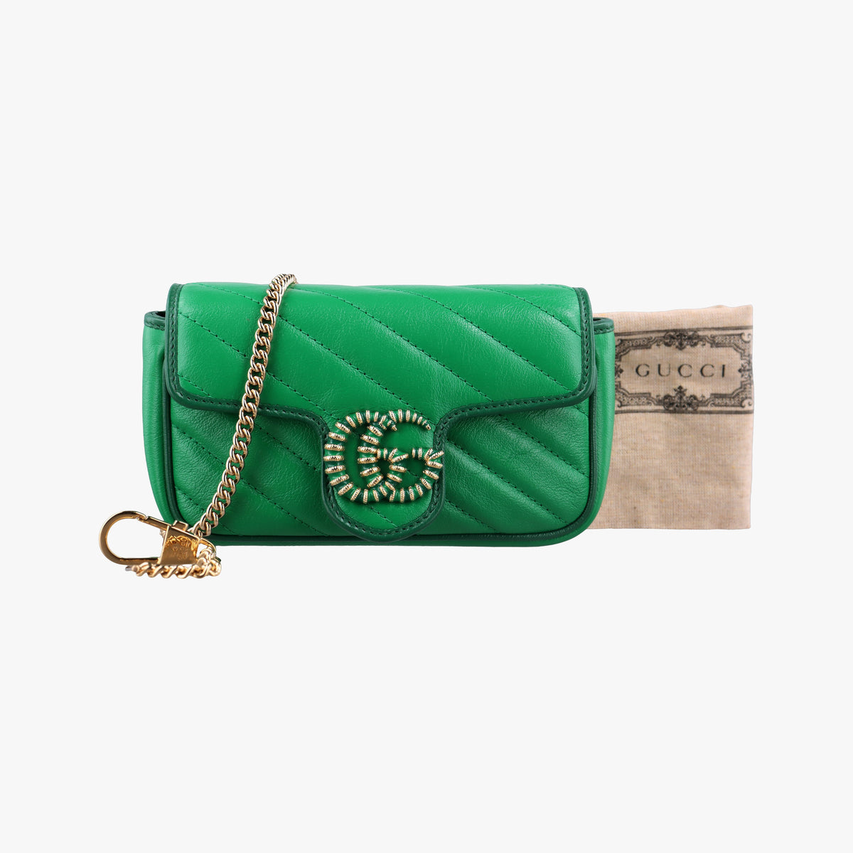 Pre-owned Gucci GG Marmont Green Leather 574969 shoulderbag | stylenewstar