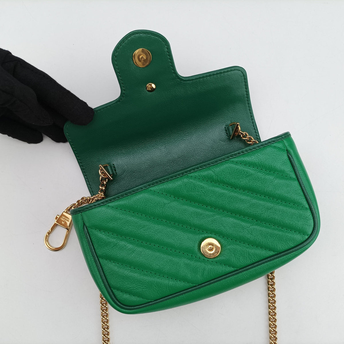 Pre-owned Gucci GG Marmont Green Leather 574969 shoulderbag | stylenewstar