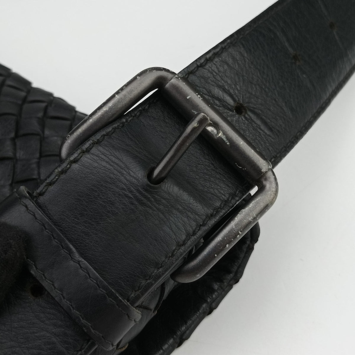 Pre-owned Bottega Veneta Intrecciato Black lambskin  shoulderbag | stylenewstar