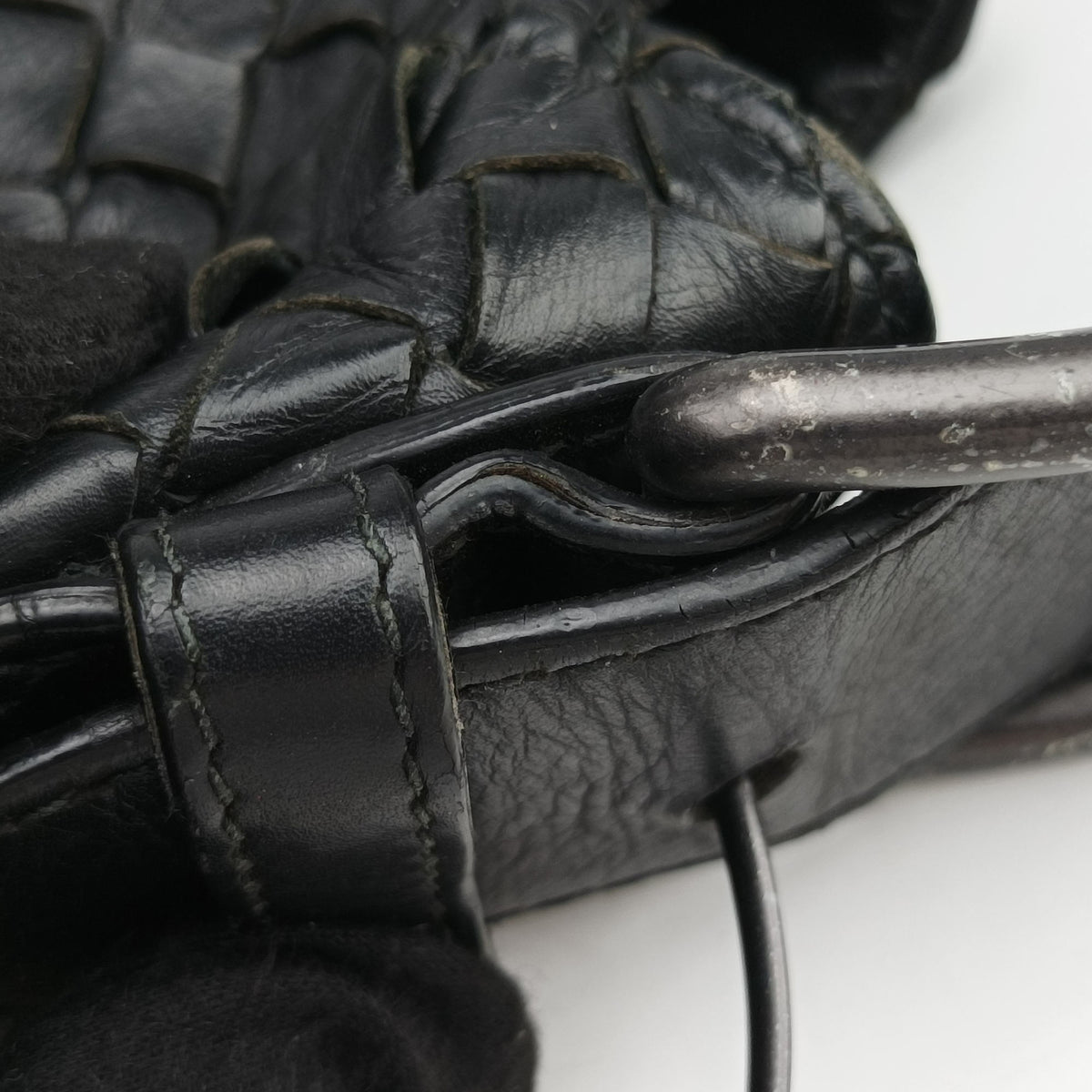 Pre-owned Bottega Veneta Intrecciato Black lambskin  shoulderbag | stylenewstar