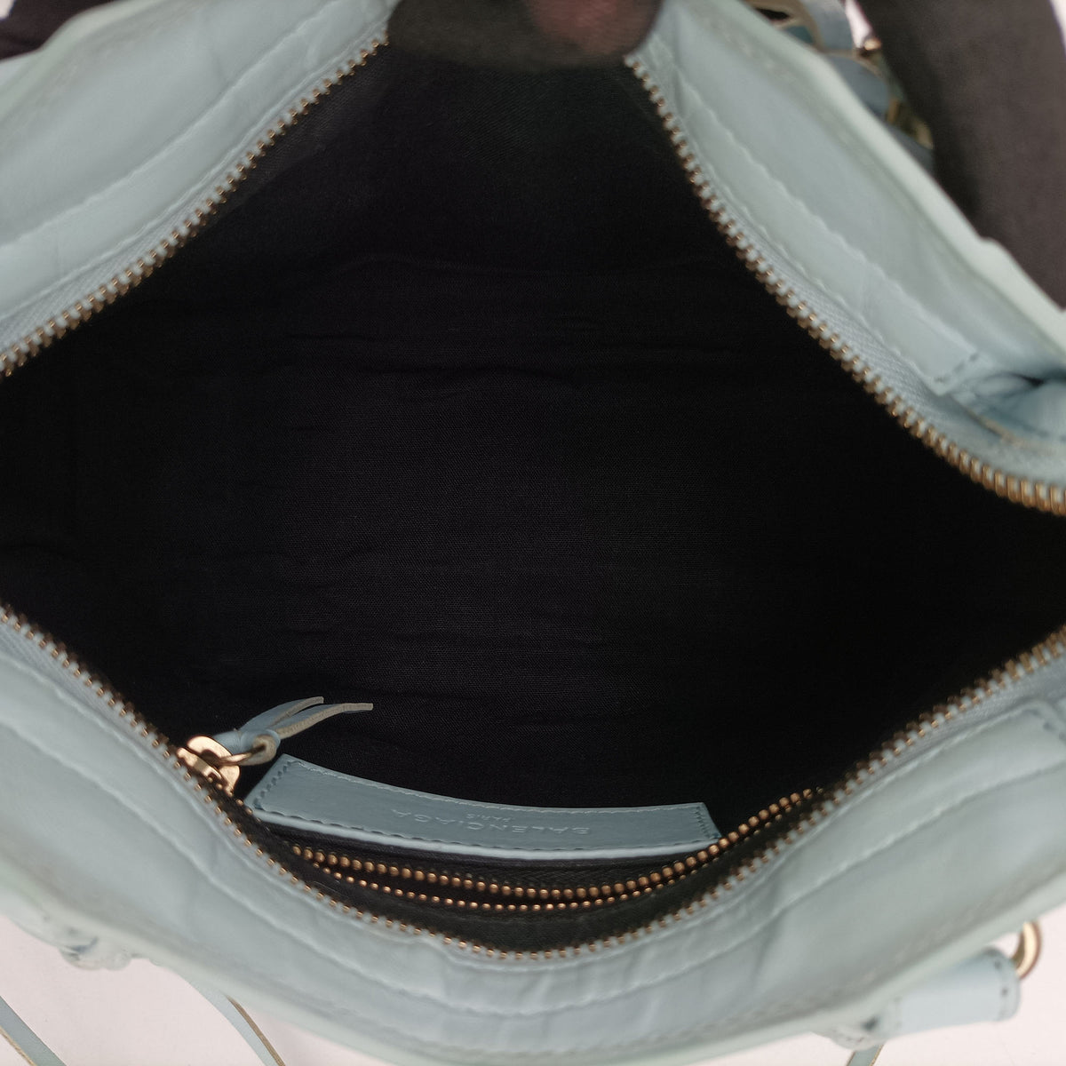 Pre-owned Balenciaga Classic City Mini Blue lambskin  shoulderbag | stylenewstar
