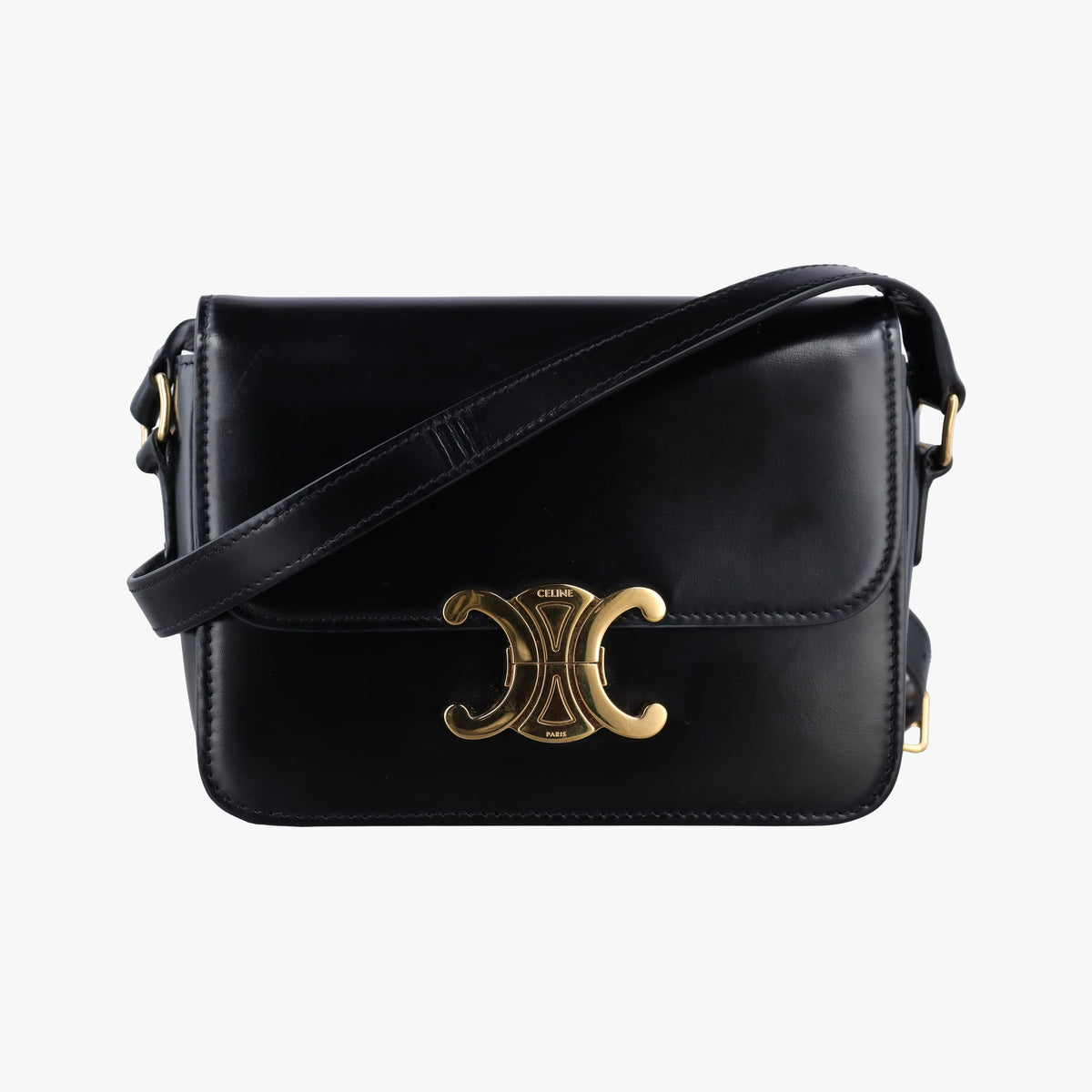 Pre-owned Celine Teen Triomphe Black Leather  shoulderbag | stylenewstar