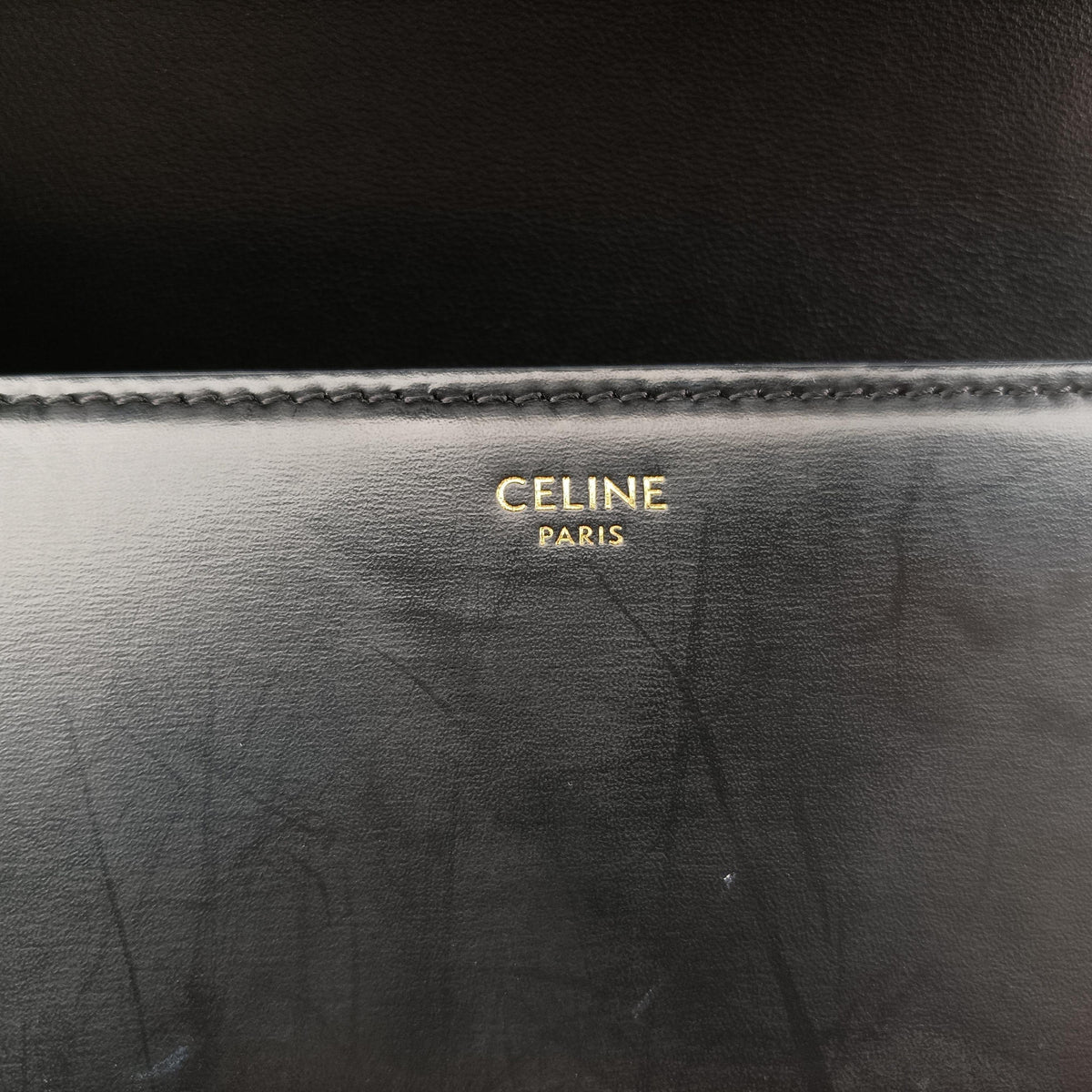 Pre-owned Celine Teen Triomphe Black Leather  shoulderbag | stylenewstar