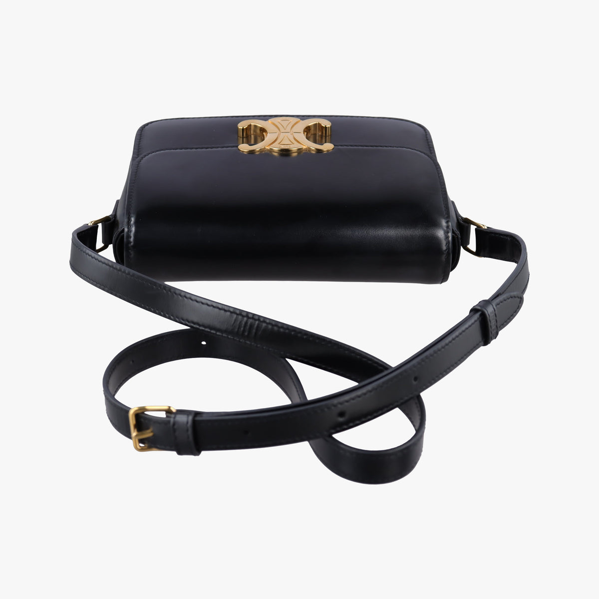 Pre-owned Celine Teen Triomphe Black Leather  shoulderbag | stylenewstar