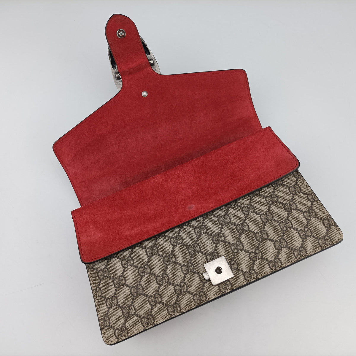 Pre-owned Gucci Dionysus beige×red PVC coated canvas × suede 400249 shoulderbag | stylenewstar